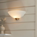 Brushed aged brass plate & white glass