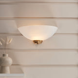 Brushed aged brass plate & white glass