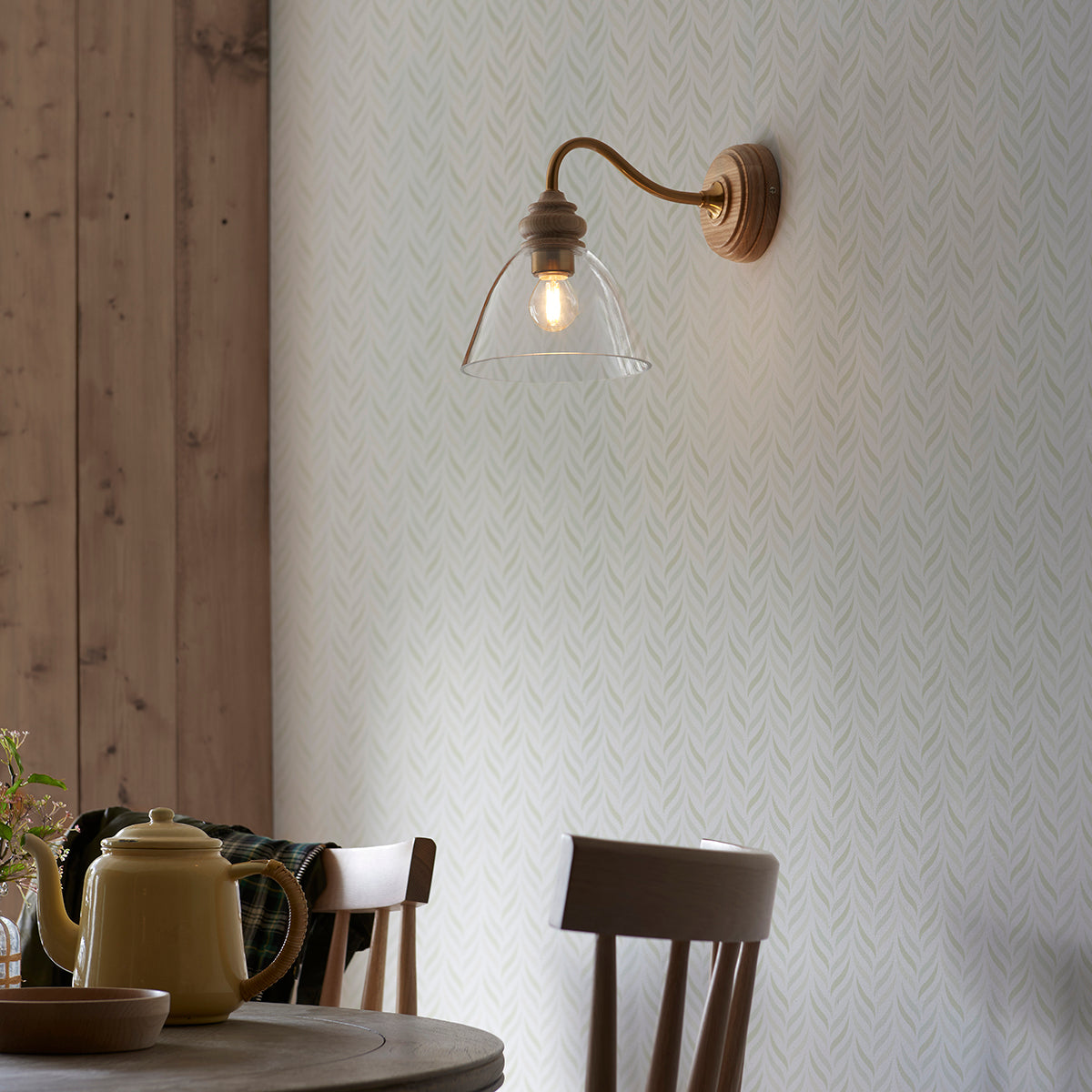 Natural ash, brushed aged brass plate