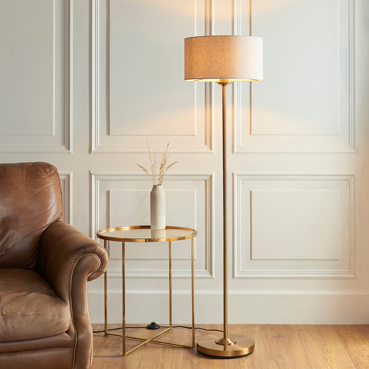 Vintage brass & natural linen