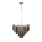 Satin brass plate & smokey grey lustre glass