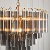Satin brass plate & smokey grey lustre glass