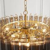 Satin brass plate & smokey grey lustre glass