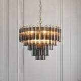 Satin brass plate & smokey grey lustre glass