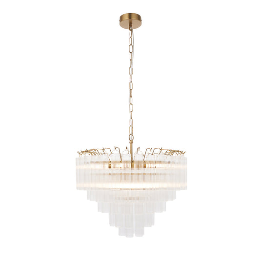 Satin brass plate & clear ribbed glass