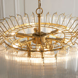 Satin brass plate & clear ribbed glass