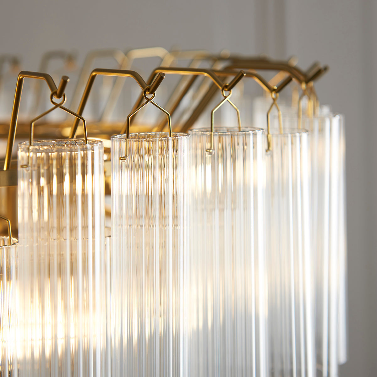Satin brass plate & clear ribbed glass