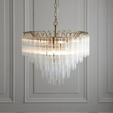 Satin brass plate & clear ribbed glass