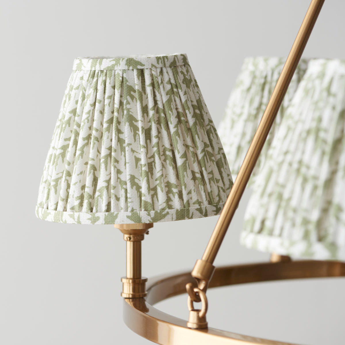 Brushed Aged Brass Plate & Herb Garden Green Fabric