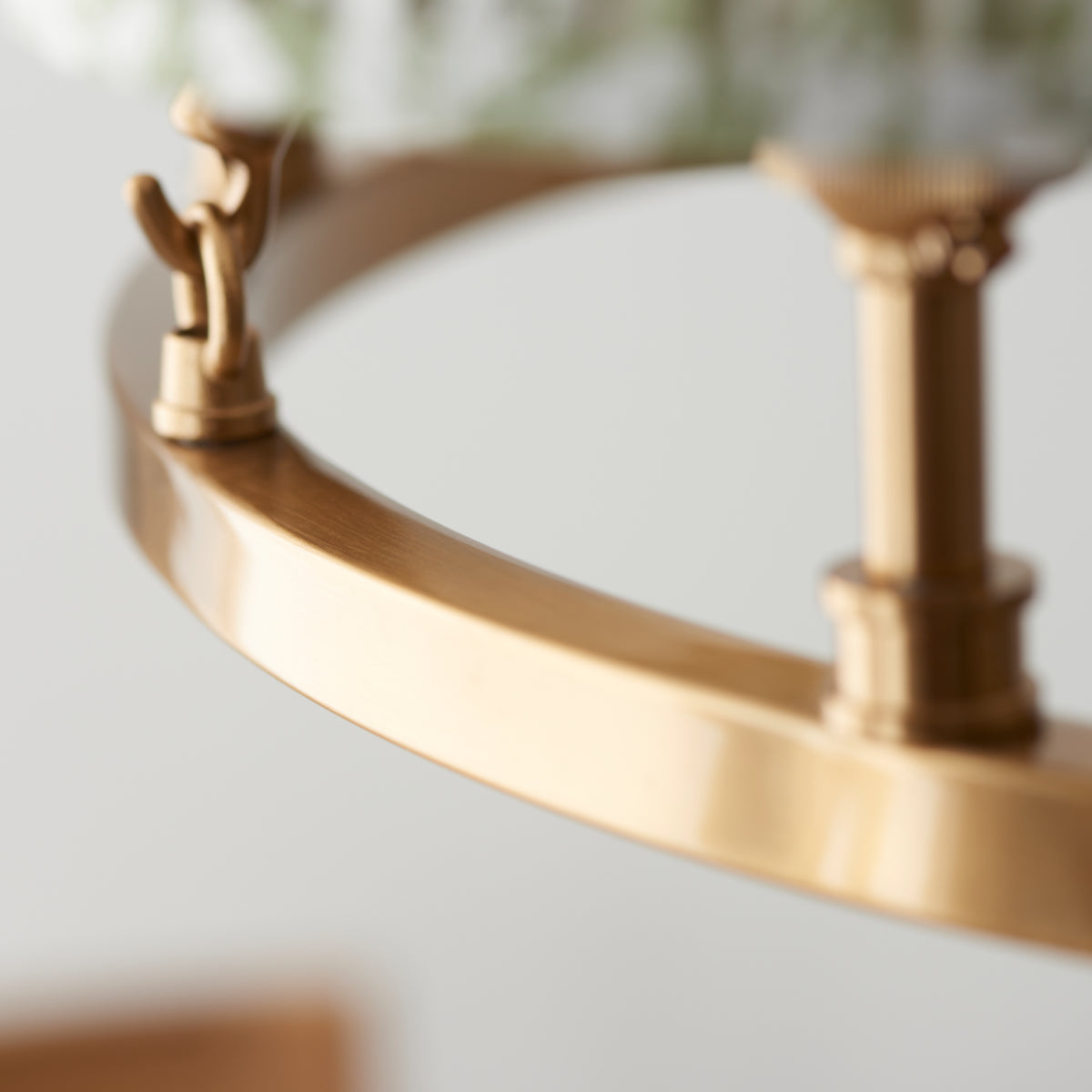 Brushed Aged Brass Plate & Herb Garden Green Fabric