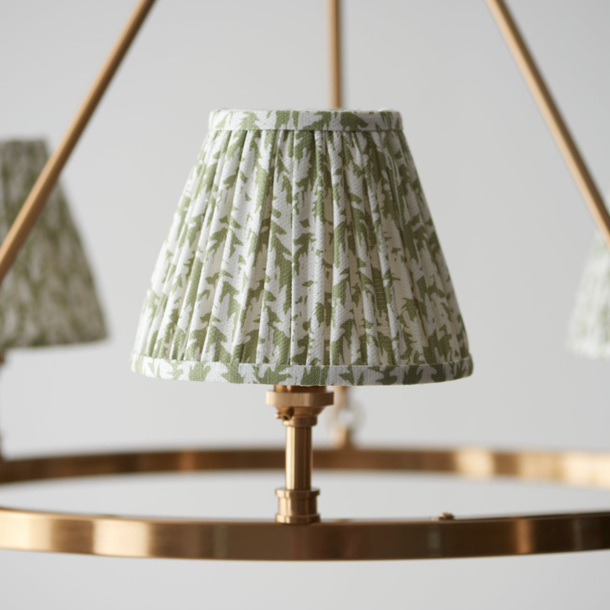 Brushed Aged Brass Plate & Herb Garden Green Fabric