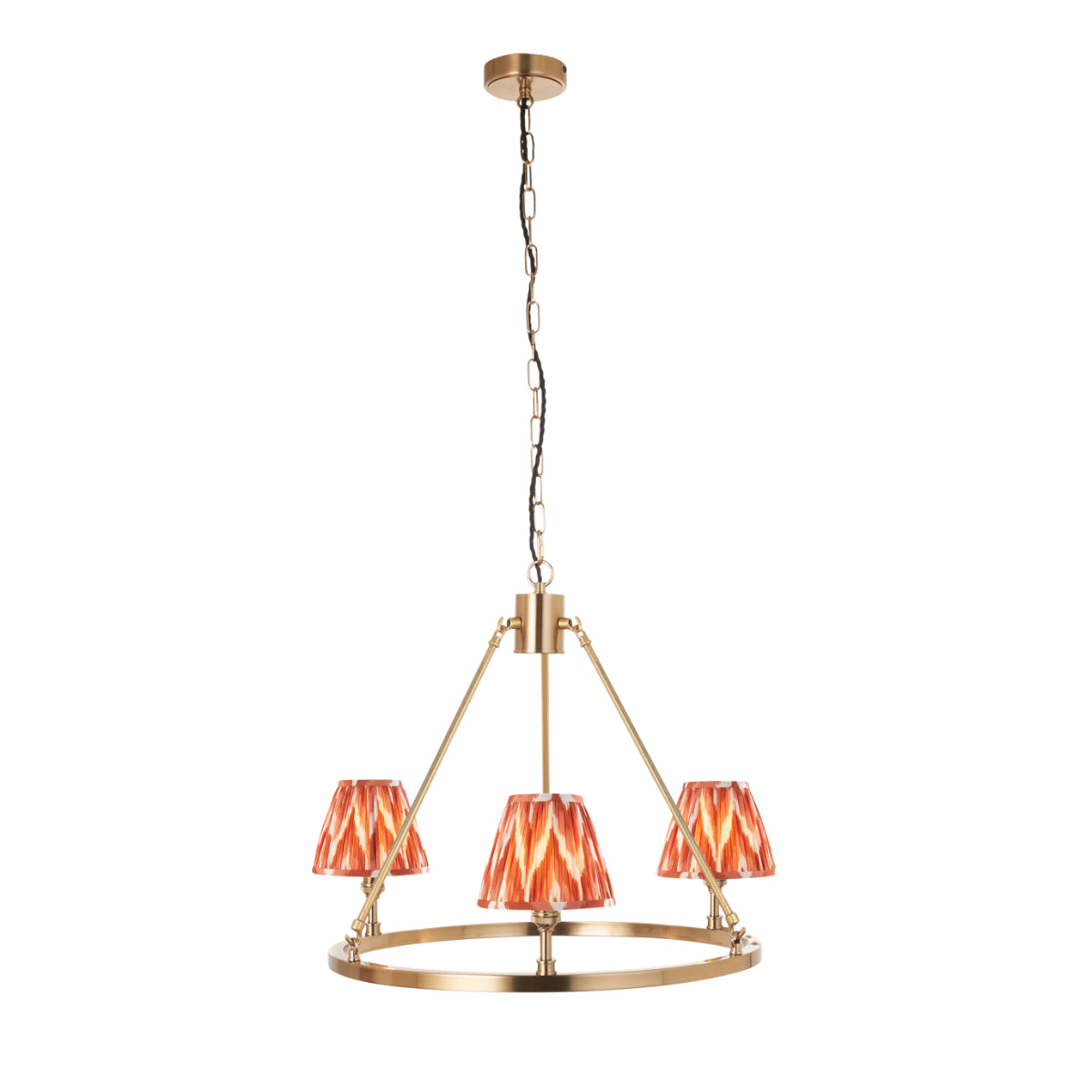 Brushed Aged Brass Plate & Apricot Orange Fabric