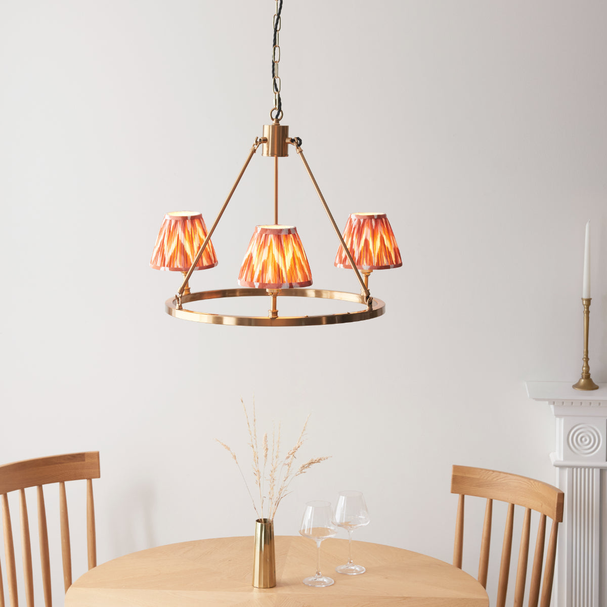 Brushed Aged Brass Plate & Apricot Orange Fabric