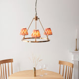 Brushed Aged Brass Plate & Apricot Orange Fabric