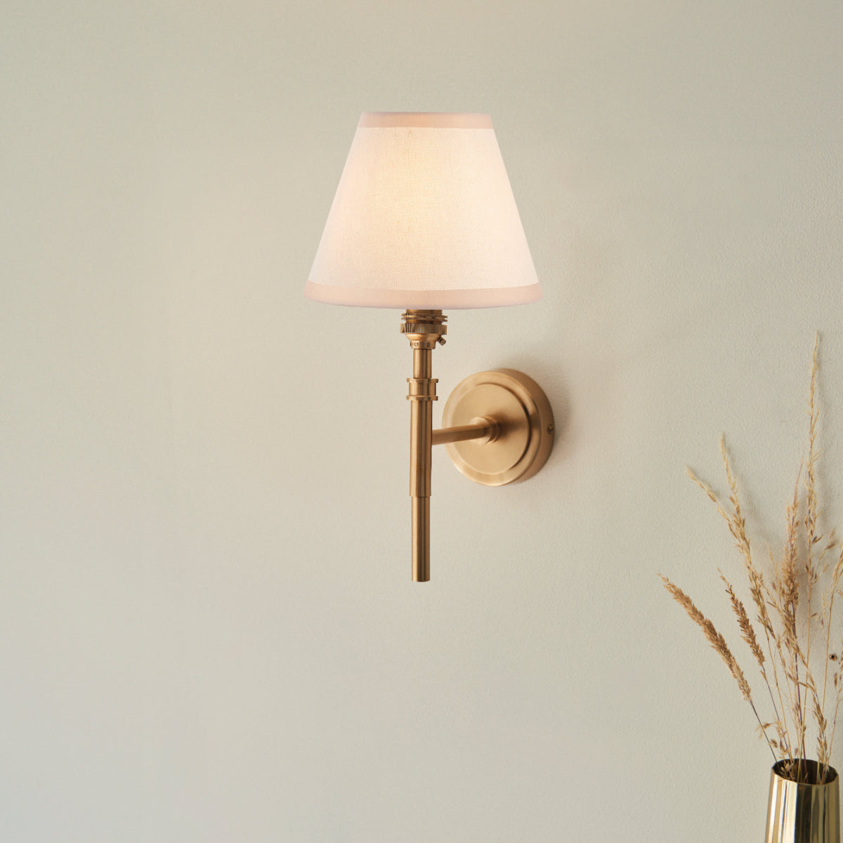 Brushed Aged Brass Plate & Vintage White Fabric
