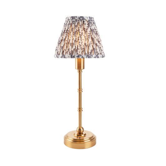 Brushed Aged Brass Plate & Pearl Grey Fabric