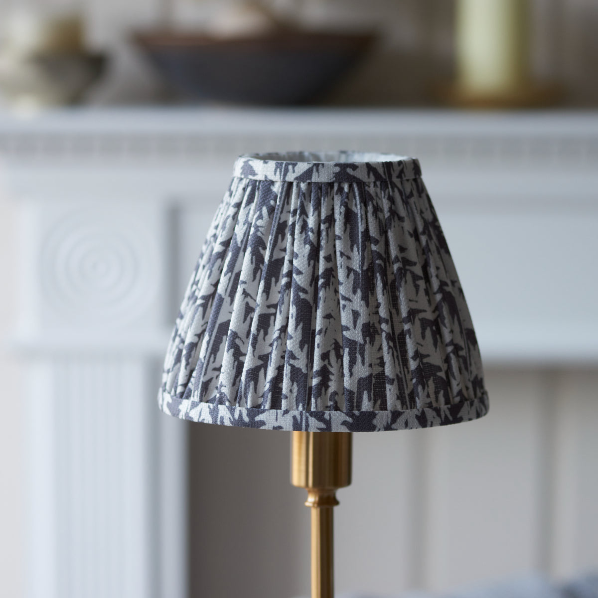 Brushed Aged Brass Plate & Pearl Grey Fabric