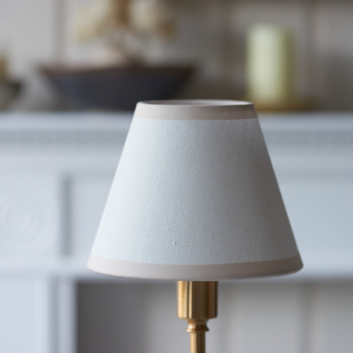 Brushed Aged Brass Plate & Vintage White Fabric