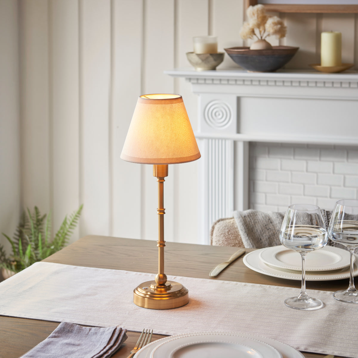 Brushed Aged Brass Plate & Vintage White Fabric