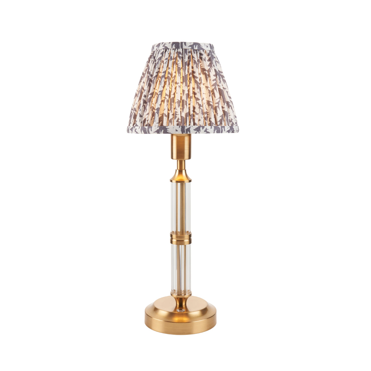 Brushed Aged Brass Plate & Pearl Grey Fabric