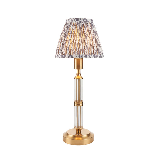 Brushed Aged Brass Plate & Pearl Grey Fabric