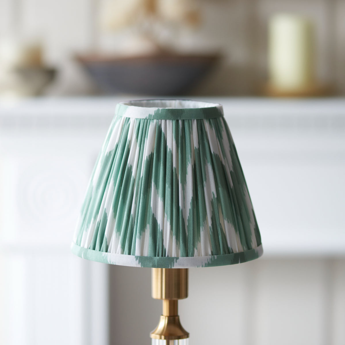 Brushed Aged Brass Plate & Cotswold Green Fabric