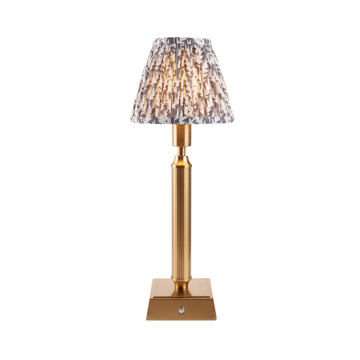 Brushed Aged Brass Plate & Pearl Grey Fabric