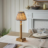 Brushed Aged Brass Plate & Pearl Grey Fabric