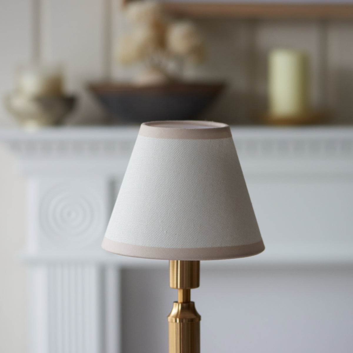 Brushed Aged Brass Plate & Vintage White Fabric
