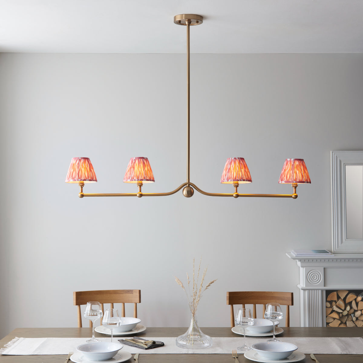 Brushed Aged Brass Plate & Coral Pink Fabric