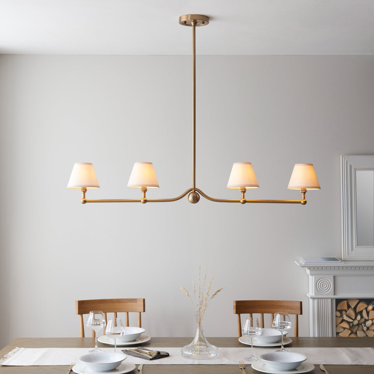 Brushed Aged Brass Plate & Vintage White Fabric