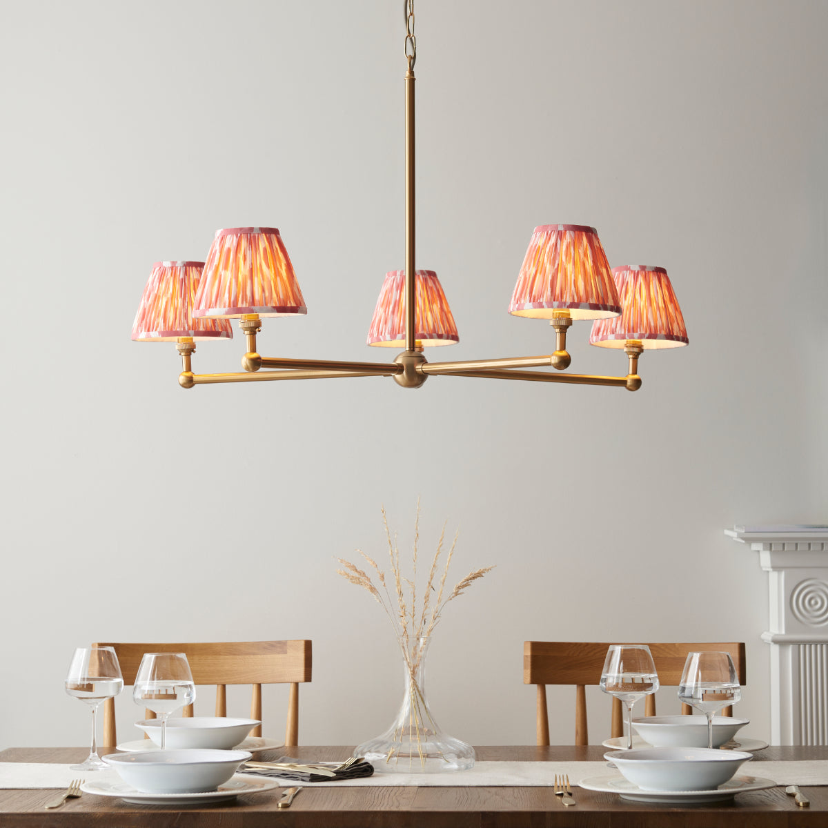 Brushed Aged Brass Plate & Coral Pink Fabric
