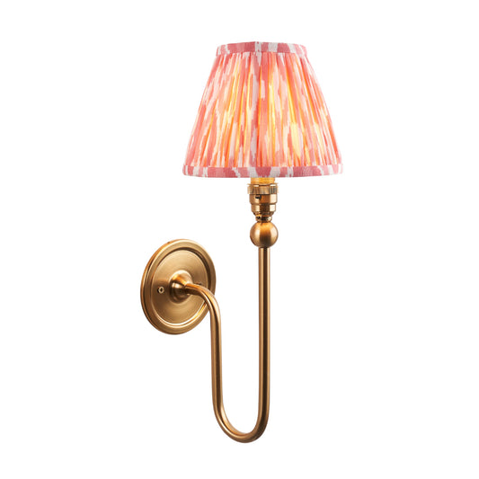 Brushed Aged Brass Plate & Coral Pink Fabric