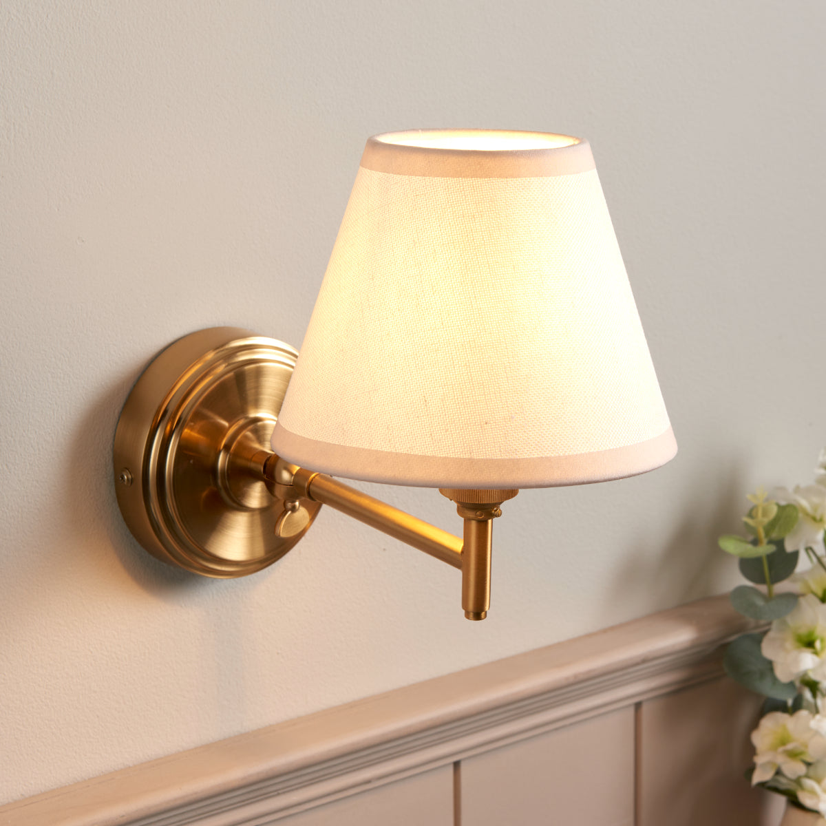 Brushed Aged Brass Plate & Vintage White Fabric