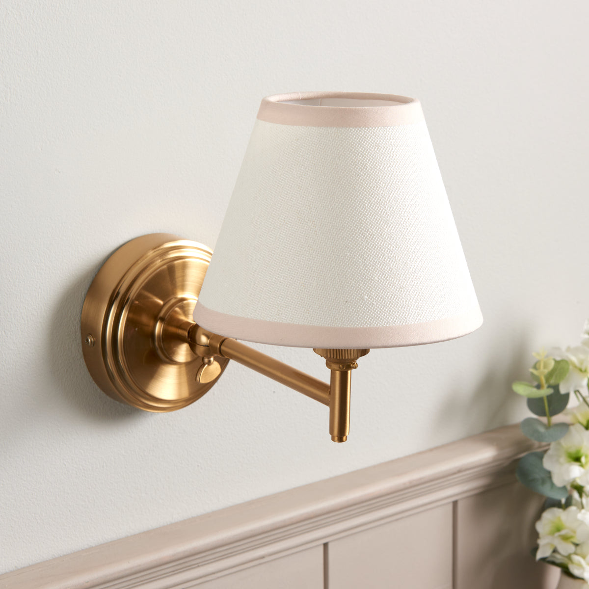 Brushed Aged Brass Plate & Vintage White Fabric