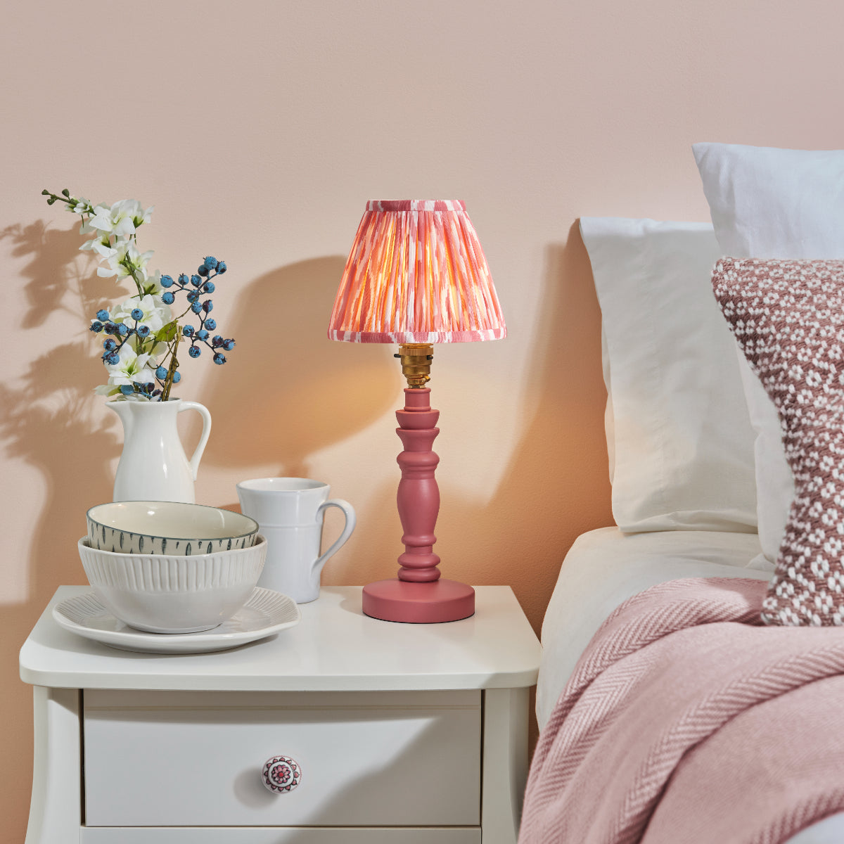 Satin Pink Clay Paint & Coral Pink Fabric