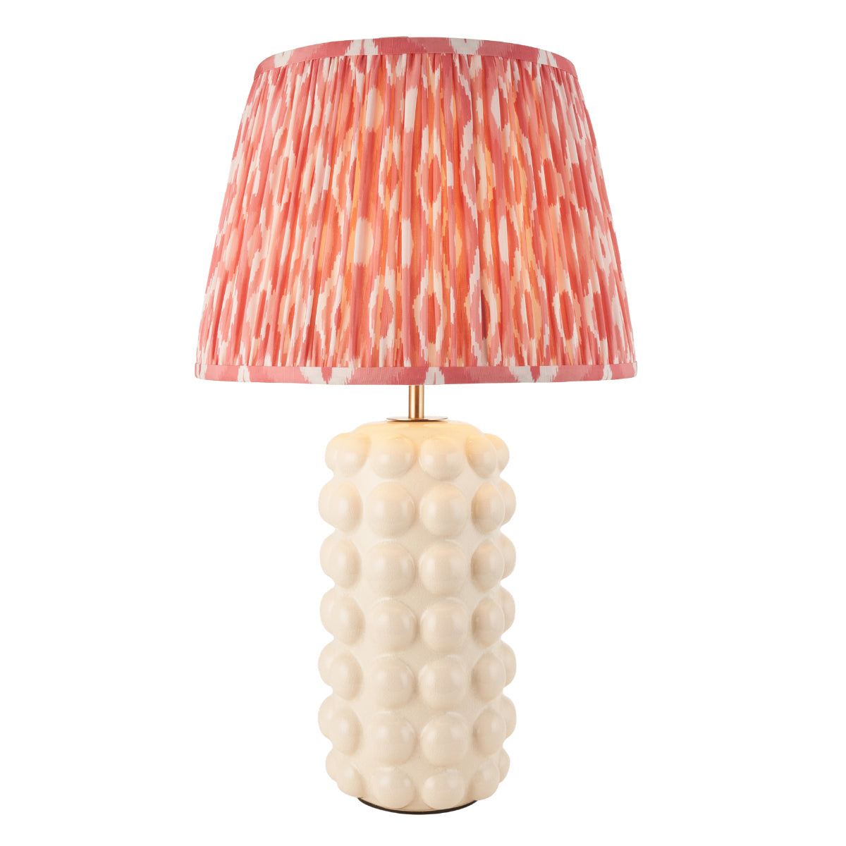 White Crackle Glaze & Coral Pink Fabric