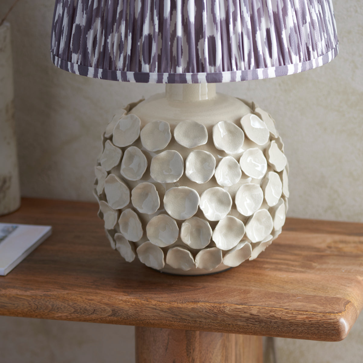 Ivory Crackle Glaze & Pearl Grey Fabric