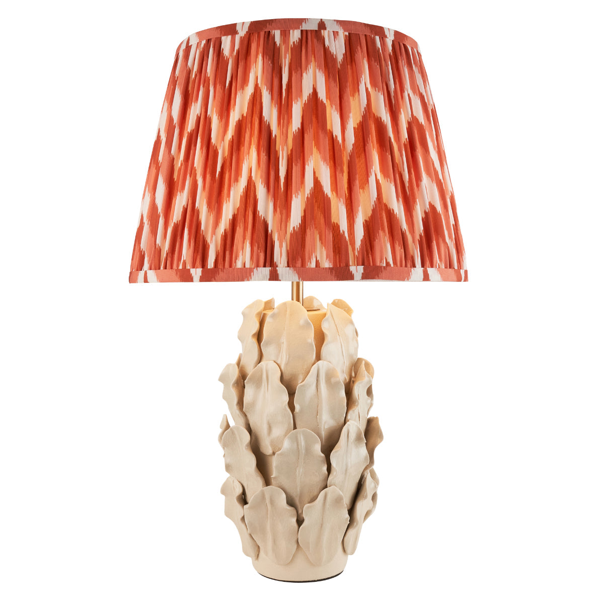 Ivory Crackle Glaze & Apricot Orange Fabric