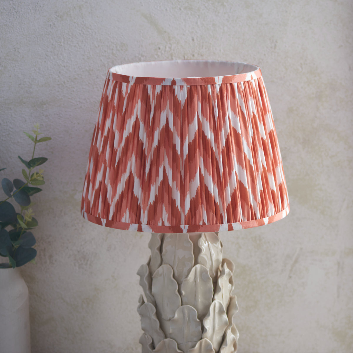 Ivory Crackle Glaze & Apricot Orange Fabric
