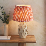Ivory Crackle Glaze & Apricot Orange Fabric