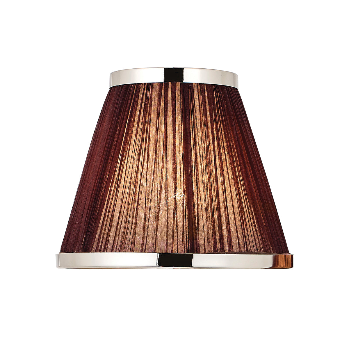 Chocolate organza and polished nickel plate 8 Inch