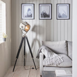 Farah Retro Tripod Floor Lamp in Nickel