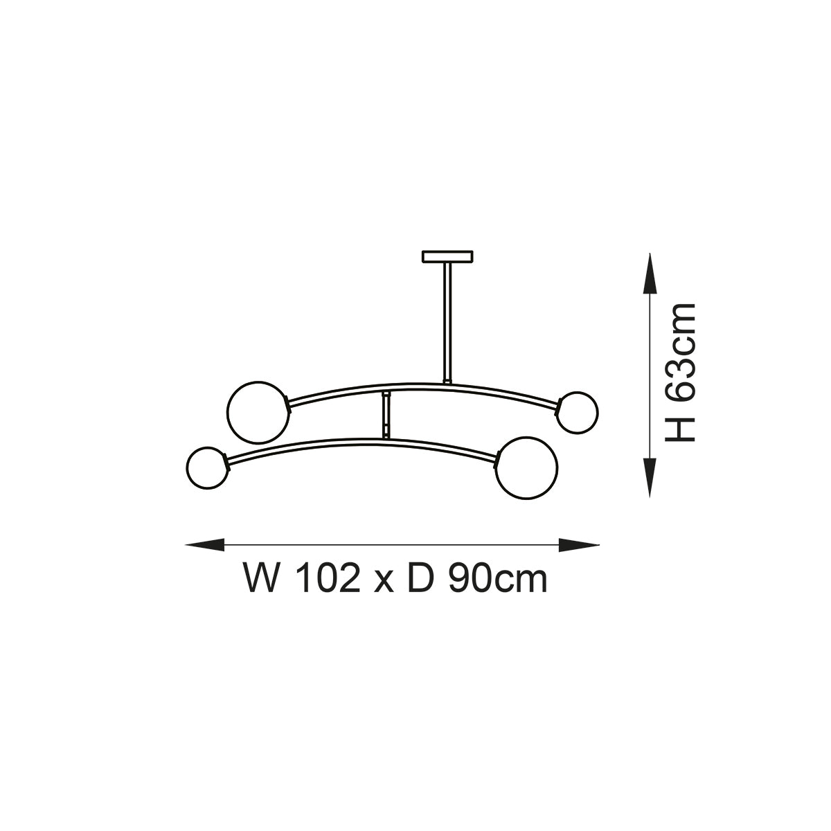 See-saw Ceiling Light in Black and Opal
