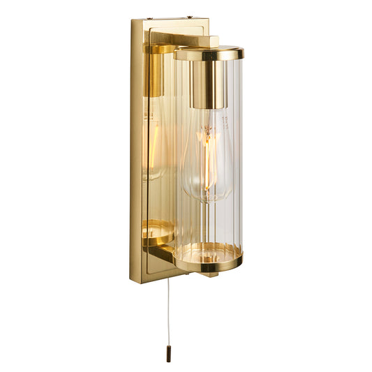 Satin brass plate & clear ribbed glass