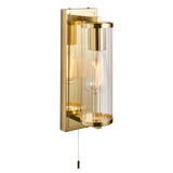 Satin brass plate & clear ribbed glass