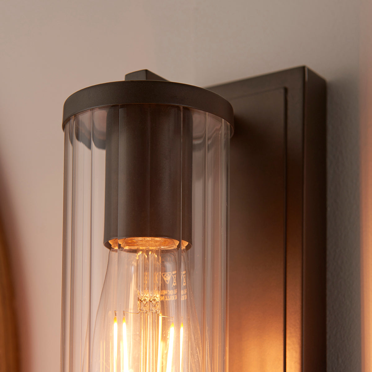 Dark bronze paint & clear ribbed glass