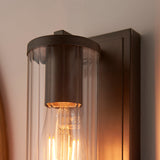 Dark bronze paint & clear ribbed glass