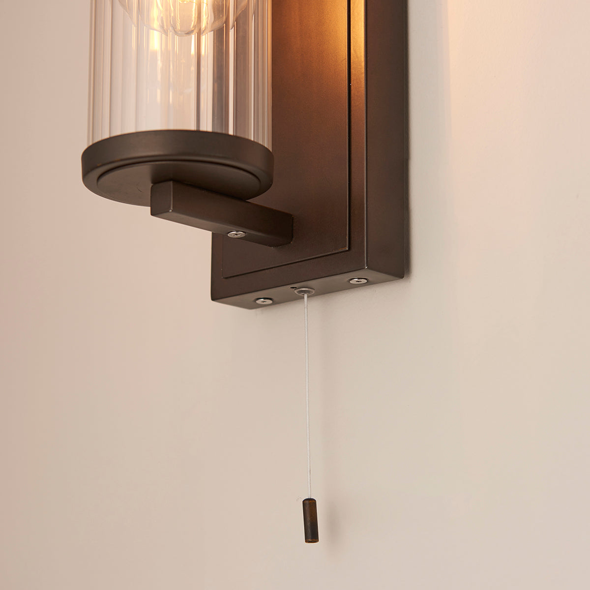 Dark bronze paint & clear ribbed glass