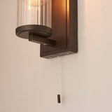 Dark bronze paint & clear ribbed glass